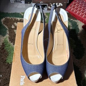 Christian Louboutin Denim Slingback Heels